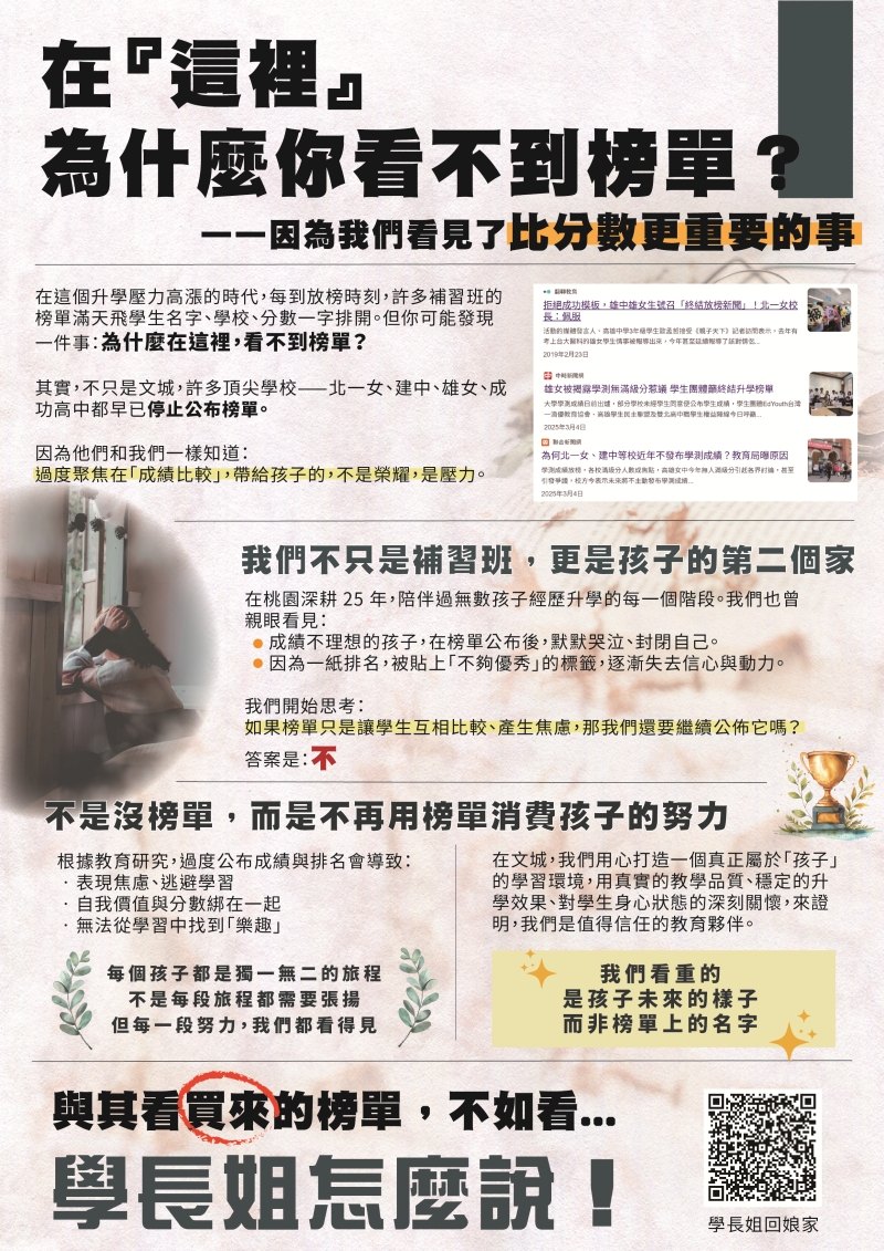 為什麼不放榜單？在這裡，我們看見了比分數更重要的事。